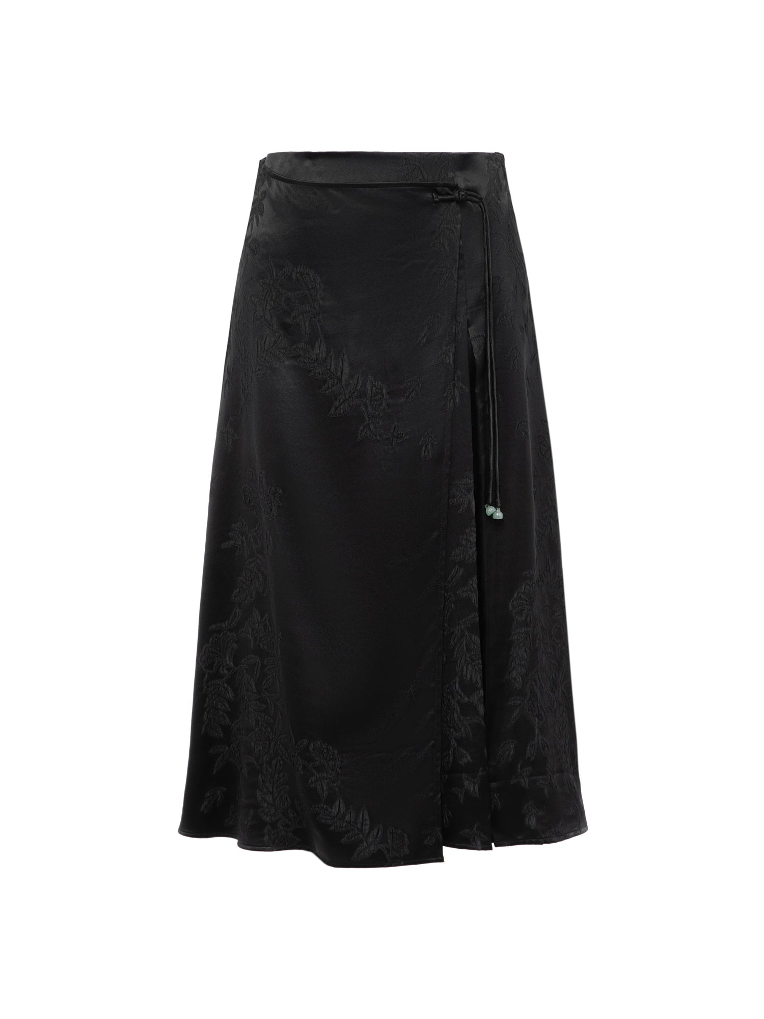 Mulberry Silk Embossed Midi Skirt | Black