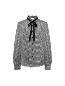 Geometric Hearts Print Blouse | Black