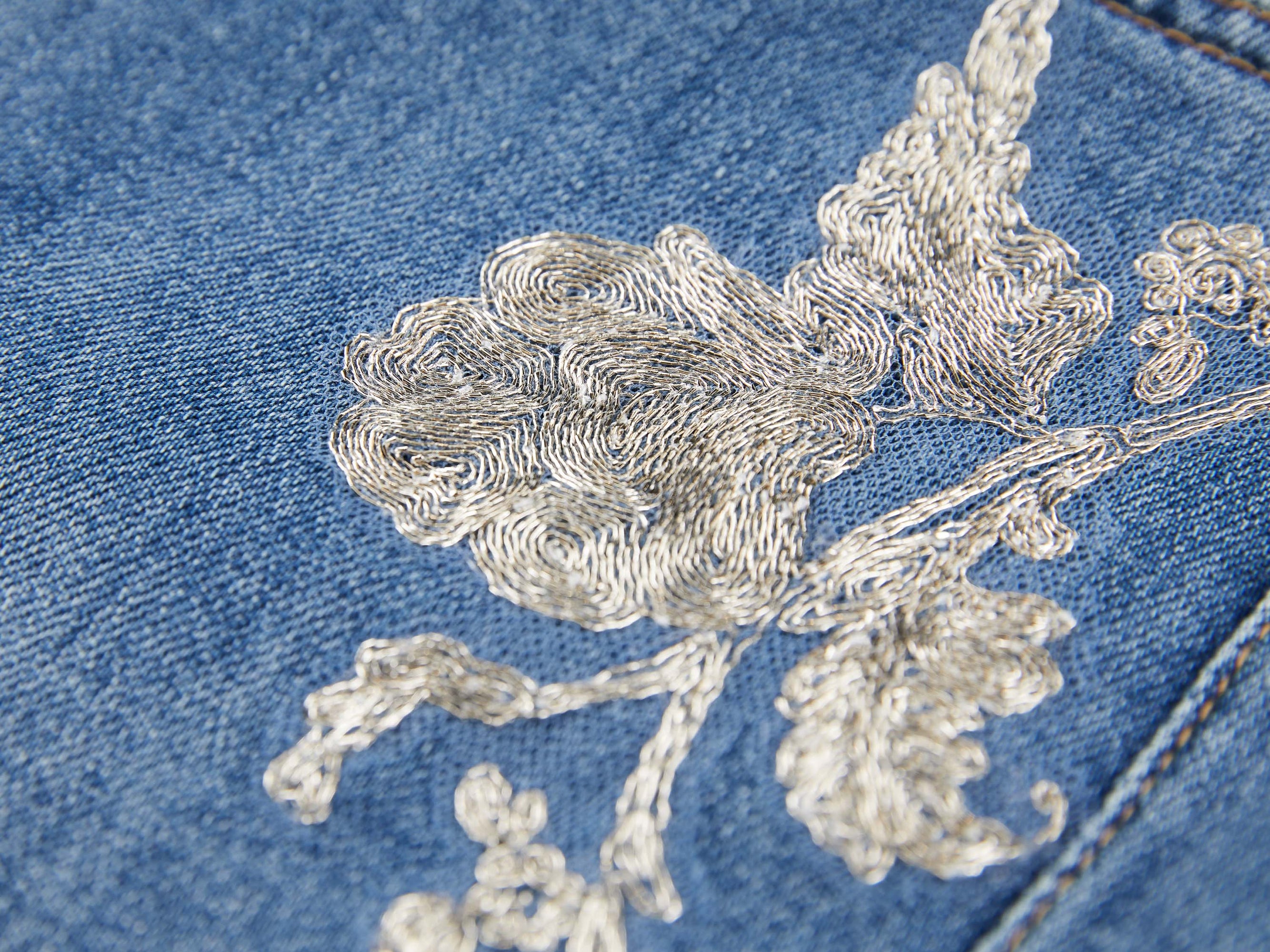 Embroidered Flare Jeans | Blue