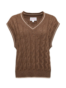 Texture Cable-Knit Sweater Vest | Brown