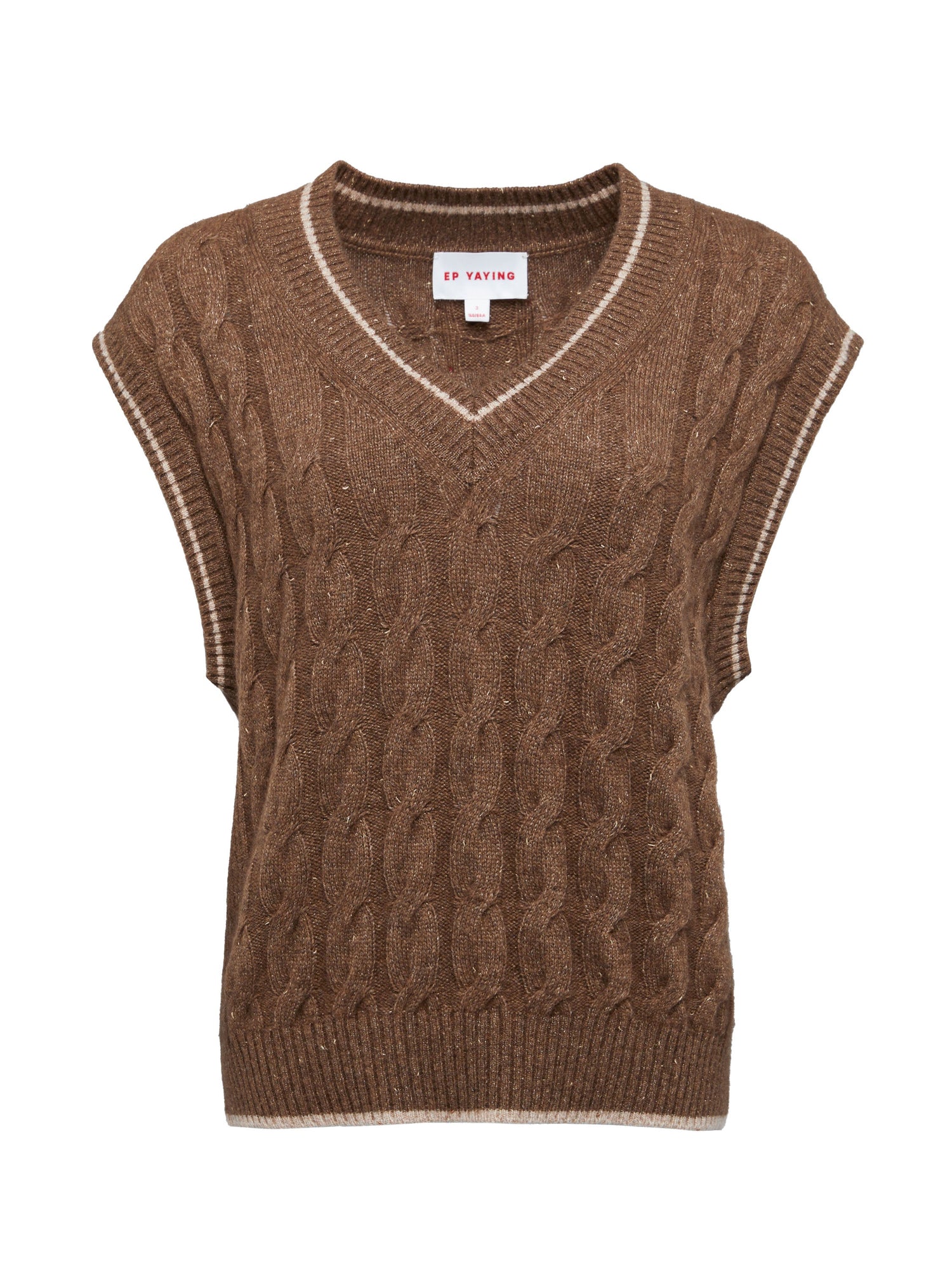 Texture Cable-Knit Sweater Vest | Brown