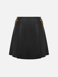 Sheepskin Pleated Mini Skirt | Black