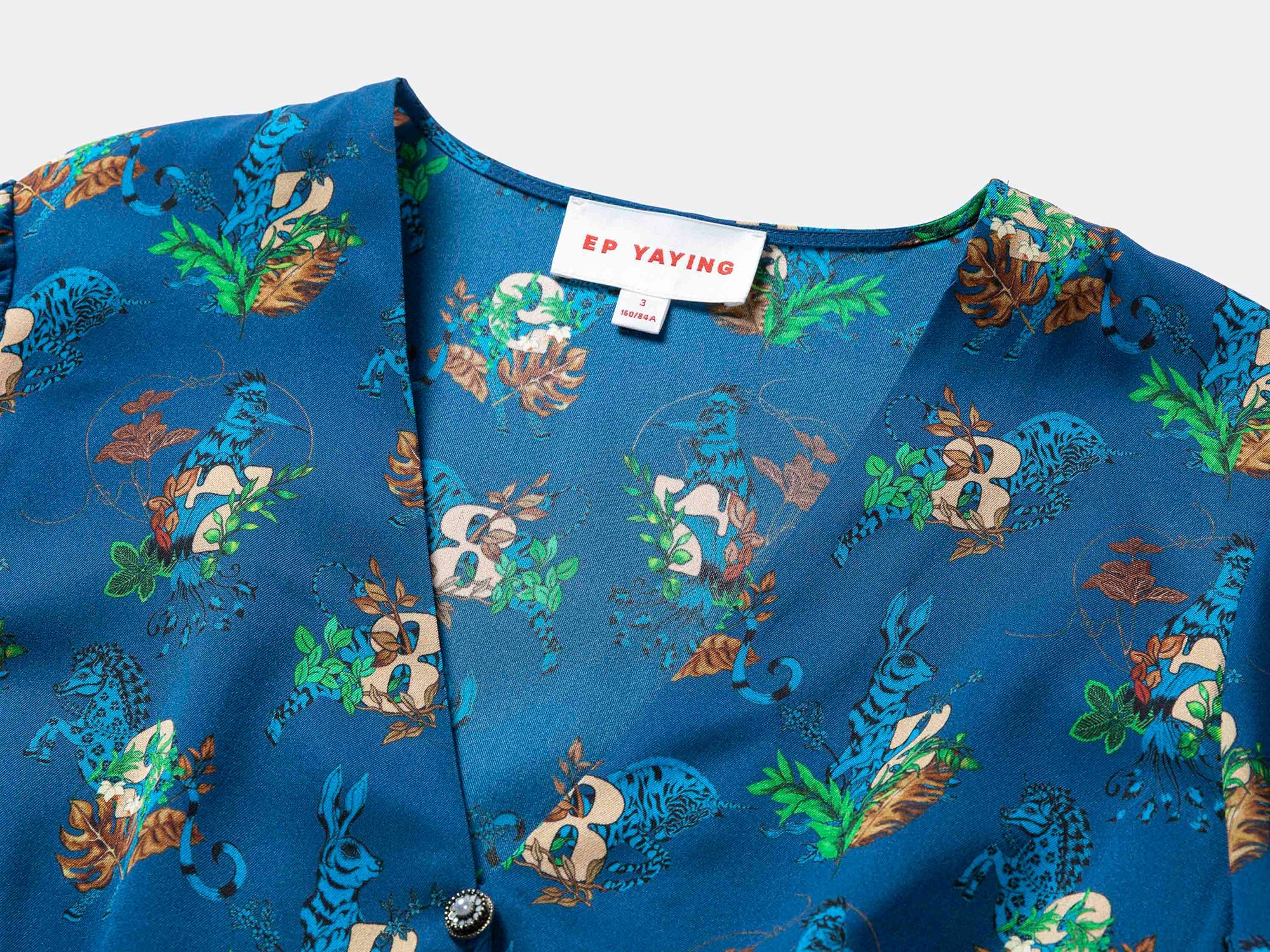 Mulberry Silk Printed Blouse | Blue