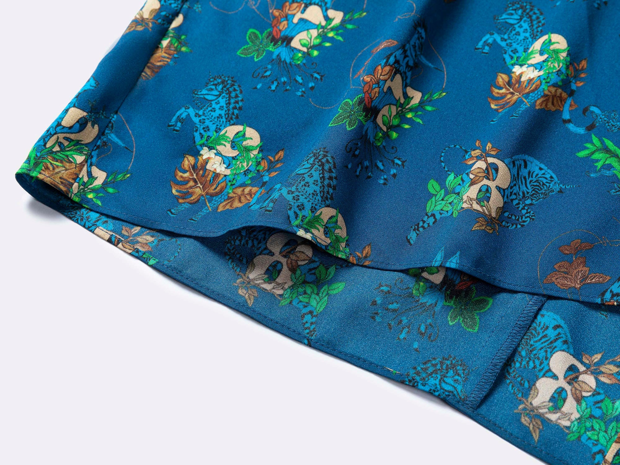 Flora Print Midi Wrap Skirt | Blue