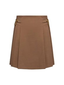Asymmetric Pleated Mimiskirt | Brown