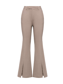 Wool Open-Front Wide Leg Pants | Grey