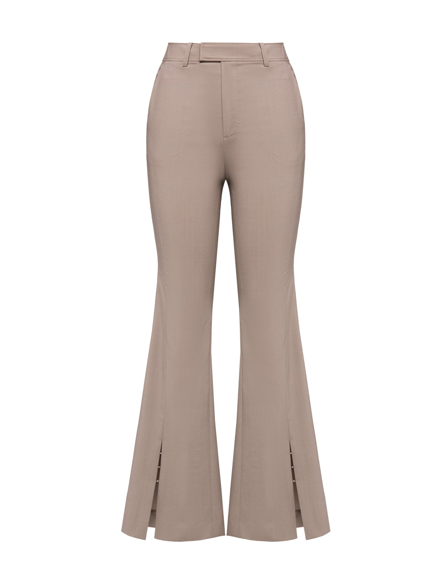 Wool Open-Front Wide Leg Pants | Grey
