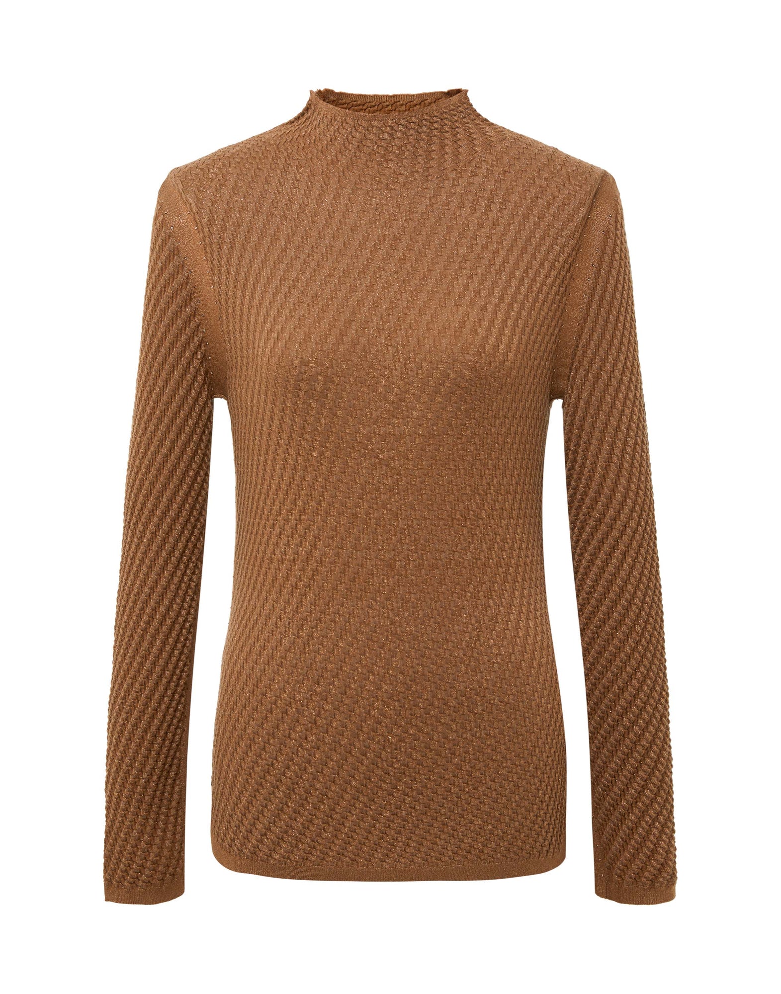 Long Sleeve Turtleneck Knit Top | Brown