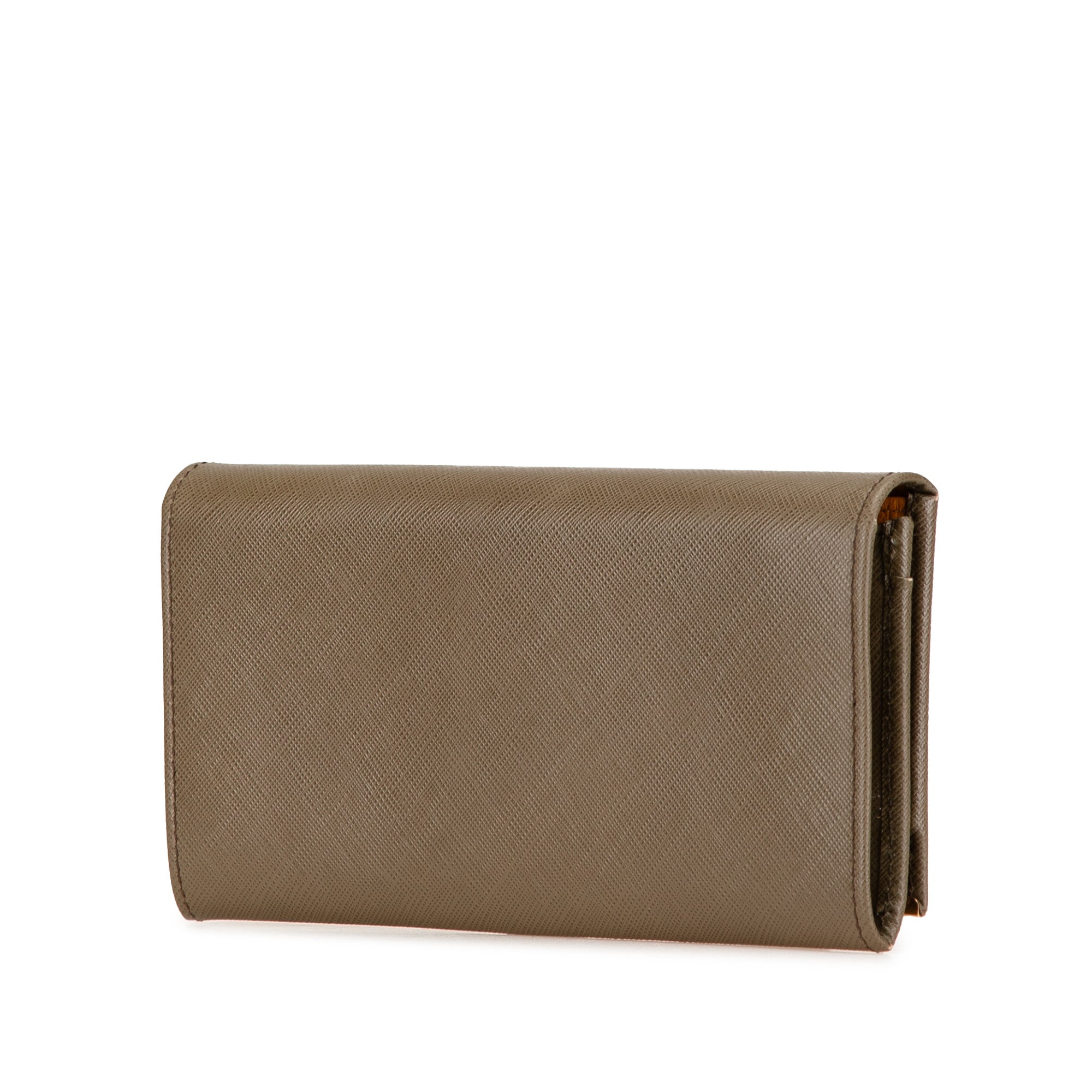 Ferragamo | Pre-Owned Gancini Leather Long Wallet | Brown