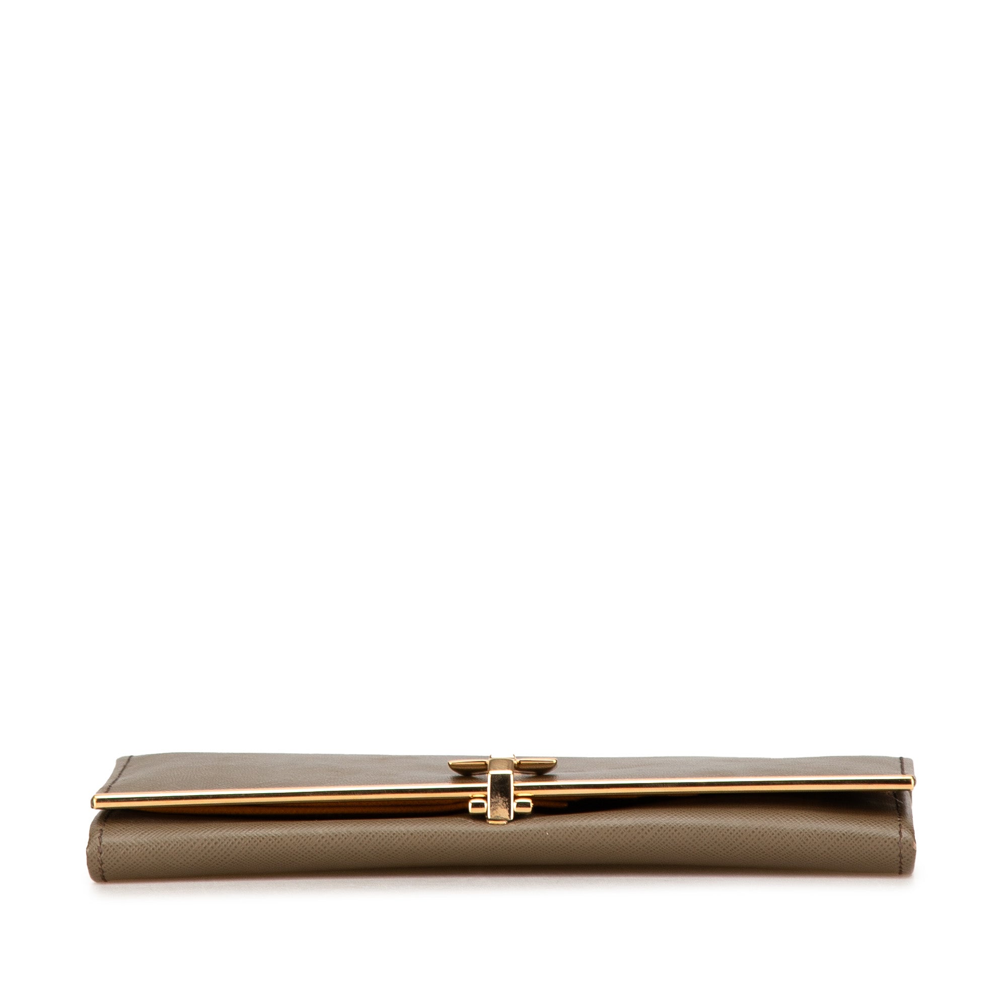 Ferragamo | Pre-Owned Gancini Leather Long Wallet | Brown