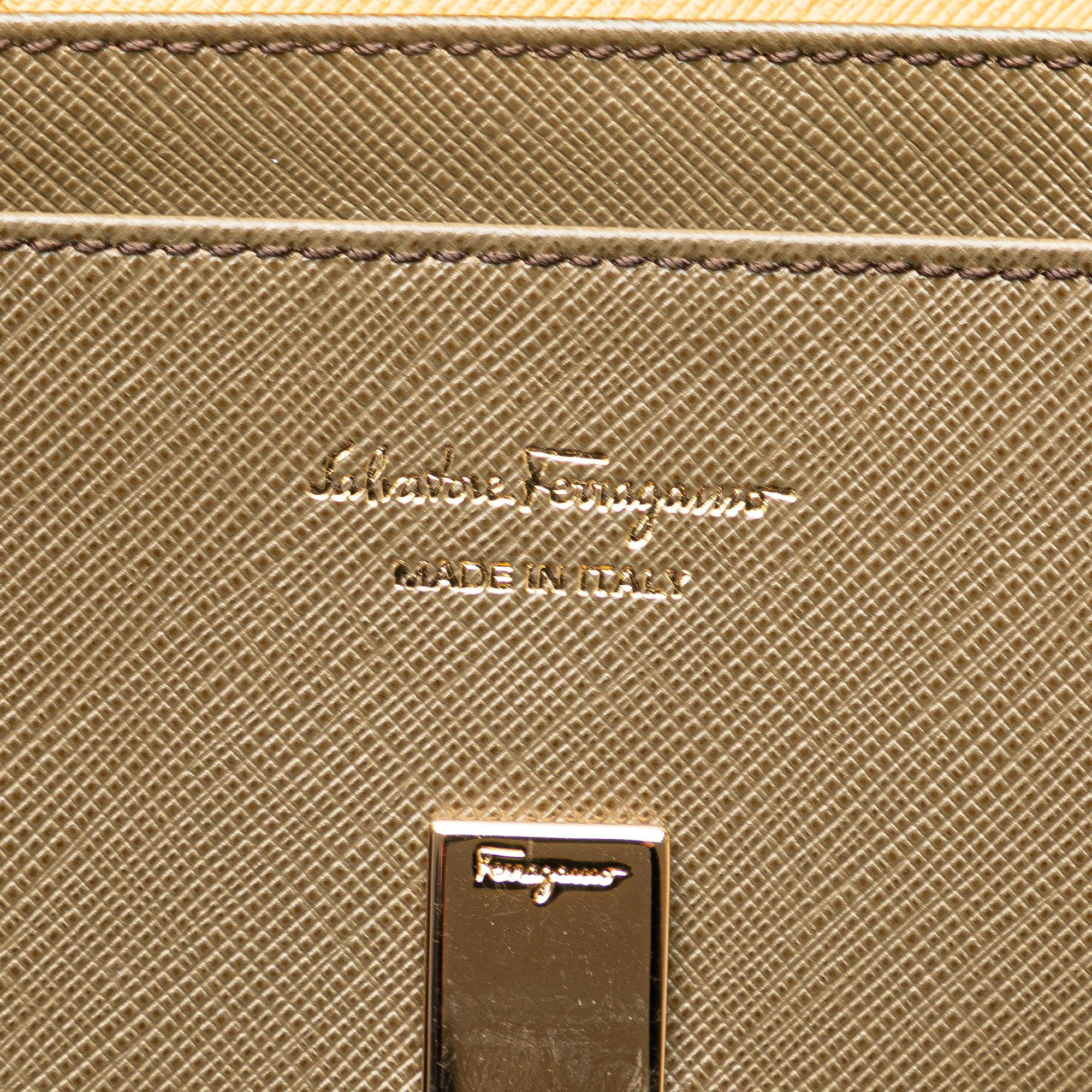 Ferragamo | Pre-Owned Gancini Leather Long Wallet | Brown