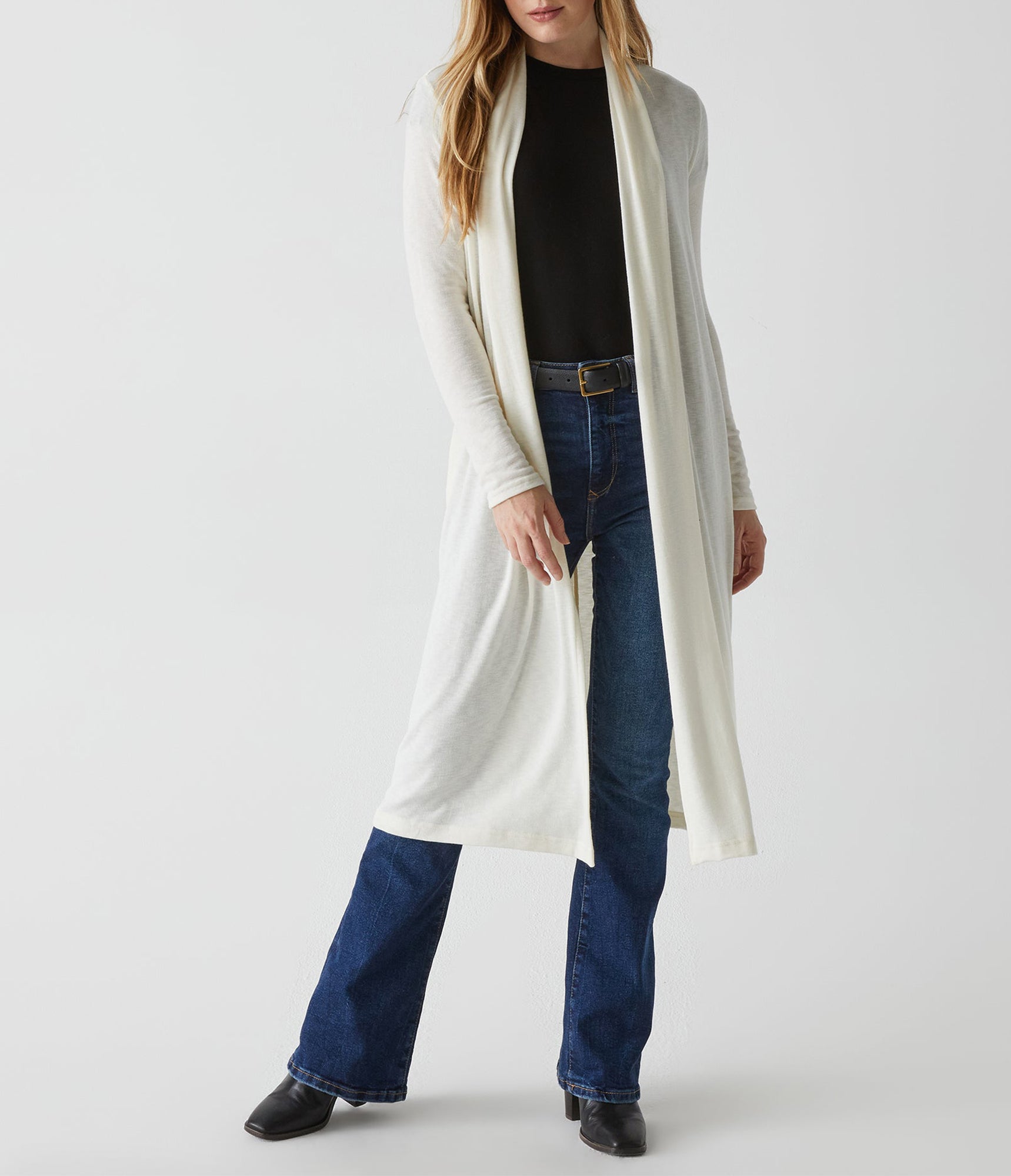 Izzy Longline Open Cardigan | Chalk
