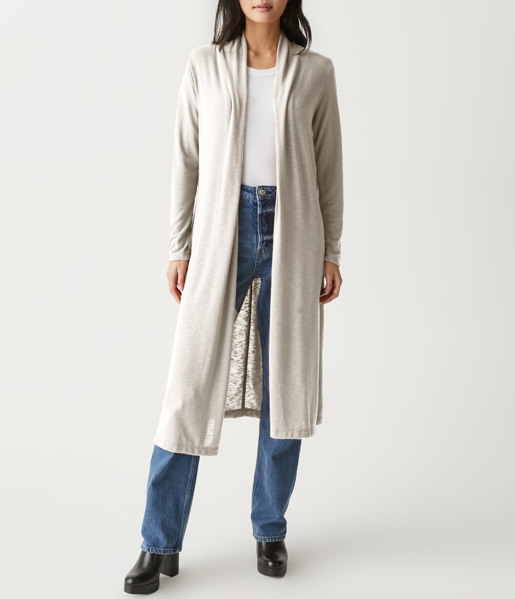 Izzy Longline Open Cardigan | Oatmeal