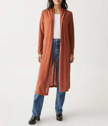 Izzy Longline Open Cardigan | Pecan