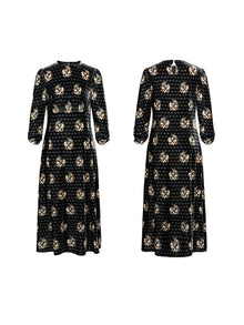 Printed Midi Dress | Black