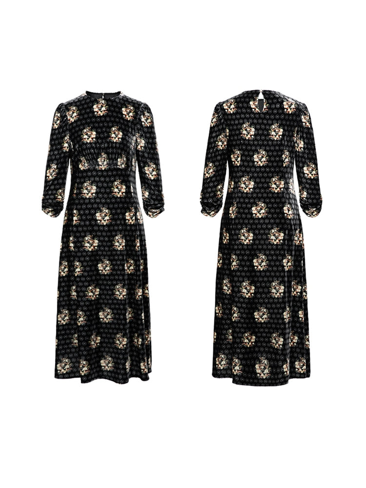 Printed Midi Dress | Black