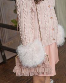 Baby Girls | Cableknit Faux Fur Cotton Cardigan | Pink
