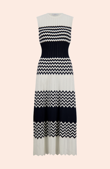 Chevron Pointelle Knit Dress | Ivory Multi