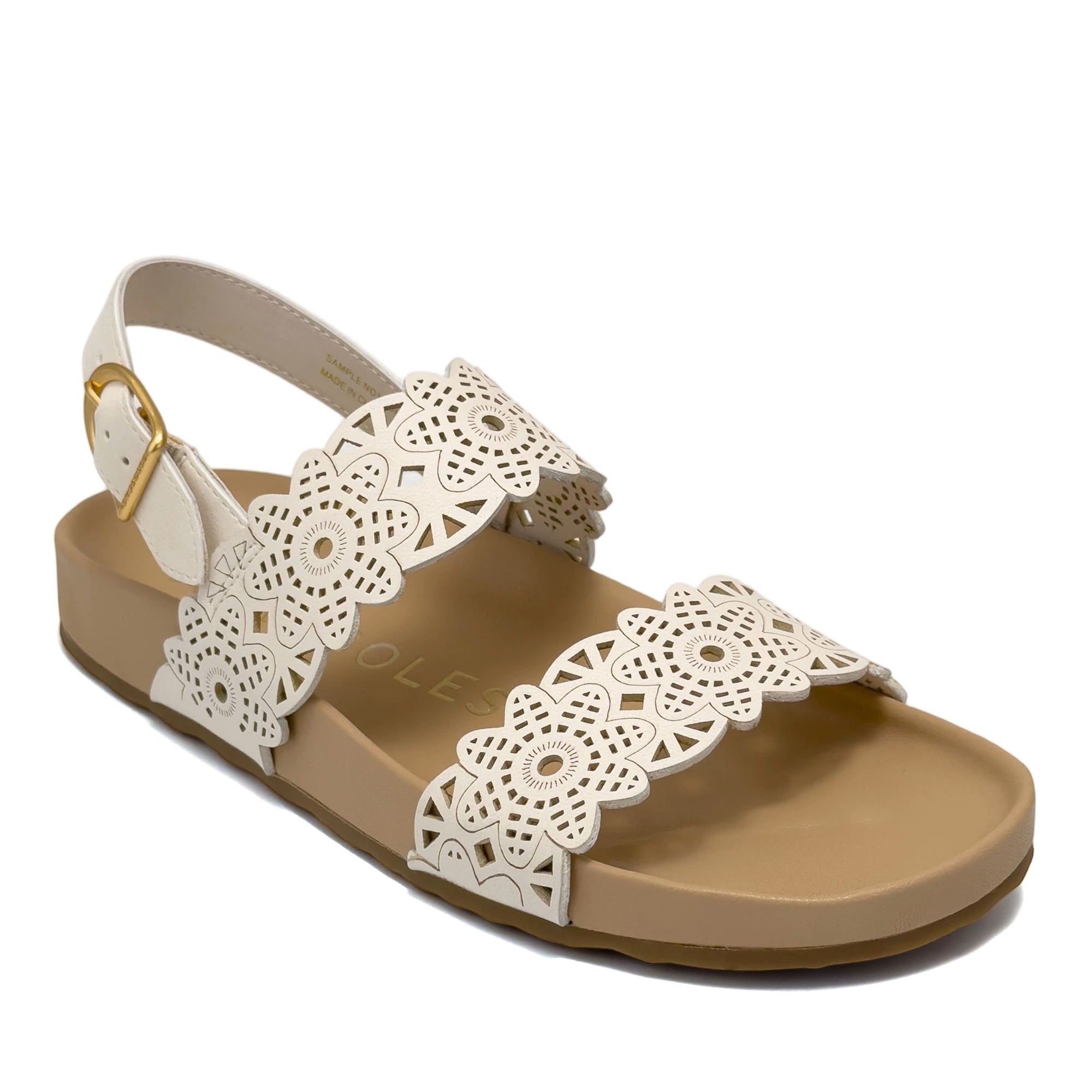 Lily Sandal Footbed | Eggnog Perf Faux Nubuck