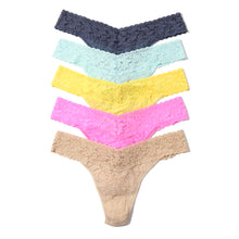 5 Pack Signature Lace Original Rise Thongs | Nightshadow Blue, Crystal Blue, Canary Yellow, Enchanted Rose, Sand