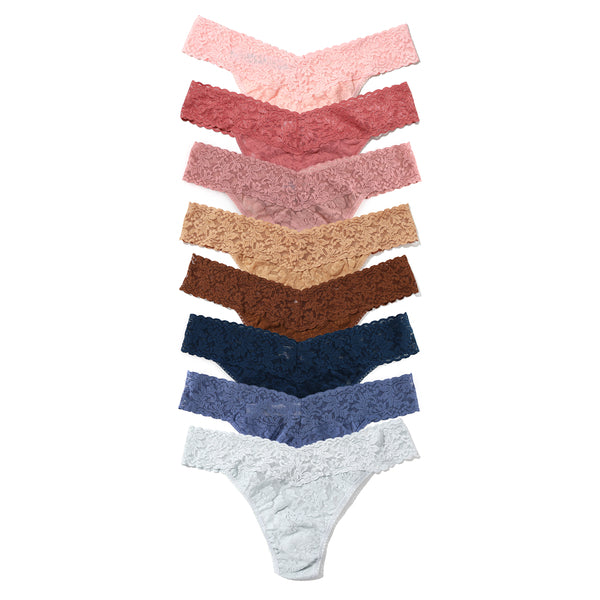 8-Pack Signature Lace Original Rise Thongs | Stonefruit, Nori, Storm Cloud Blue, Granite, Taupe, Rosewater Pink, Honey, White