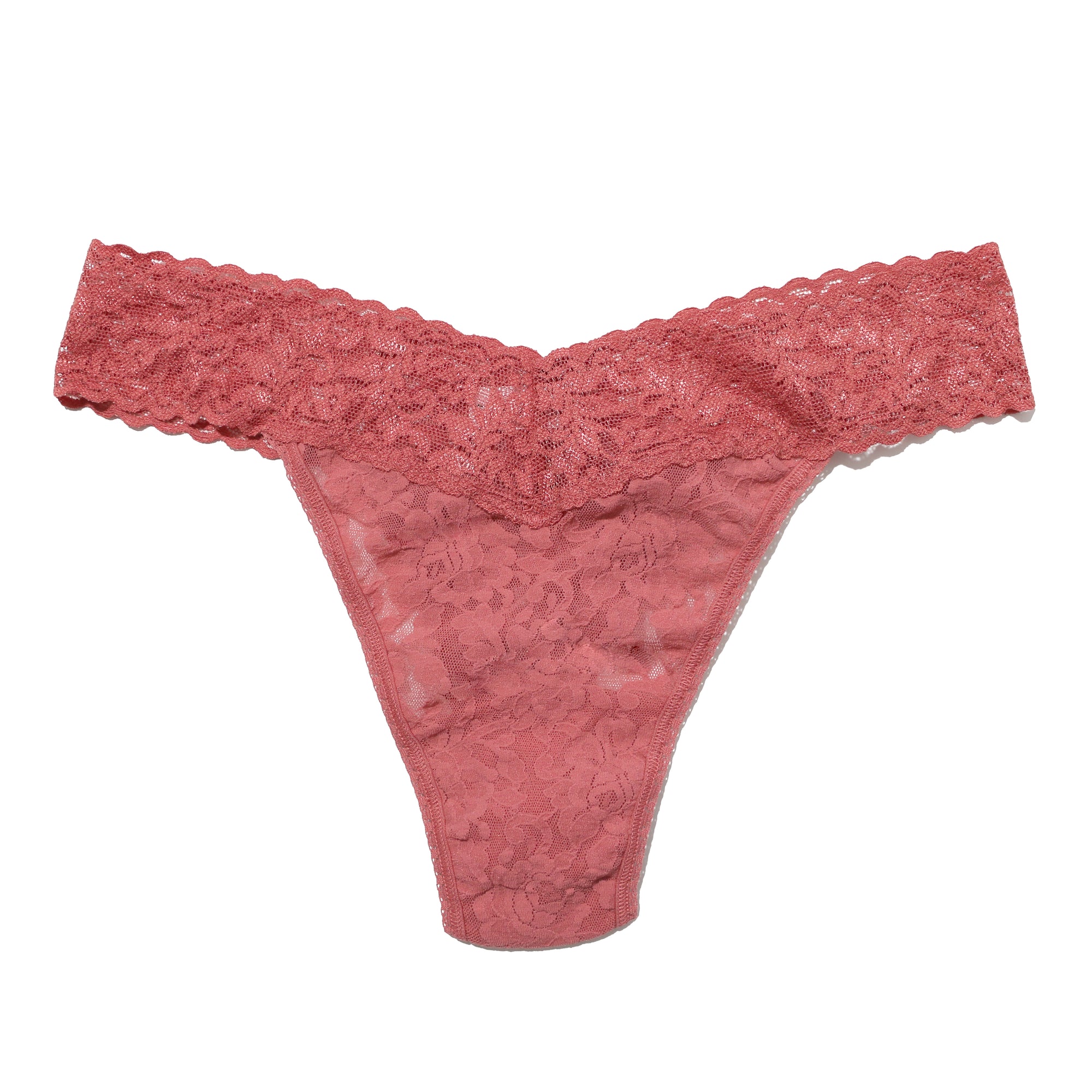 Signature Lace Original Rise Thong | Pink Sands