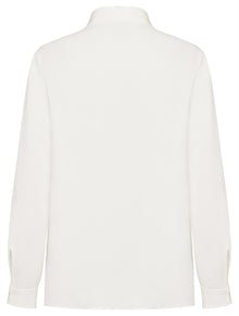 Silk Ribbon Embroidery Collar Shirt | White