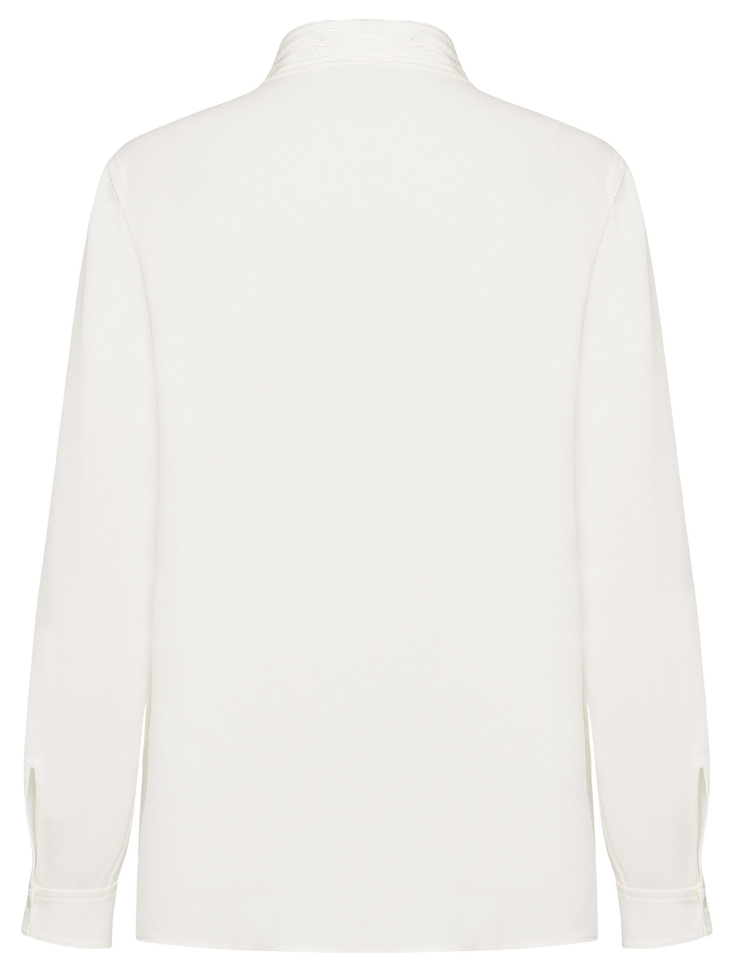 Silk Ribbon Embroidery Collar Shirt | White