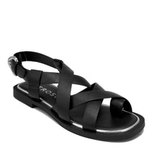 Cargo Sandal Flat | Black Faux Nappa