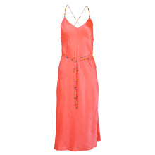 Beaded Strap Midi Slip Dress | Neon Coral