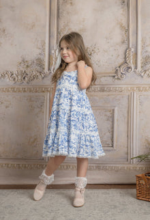 Baby Girls | Jaylin and Linen Sleeveless Summer Dress | Blue & White