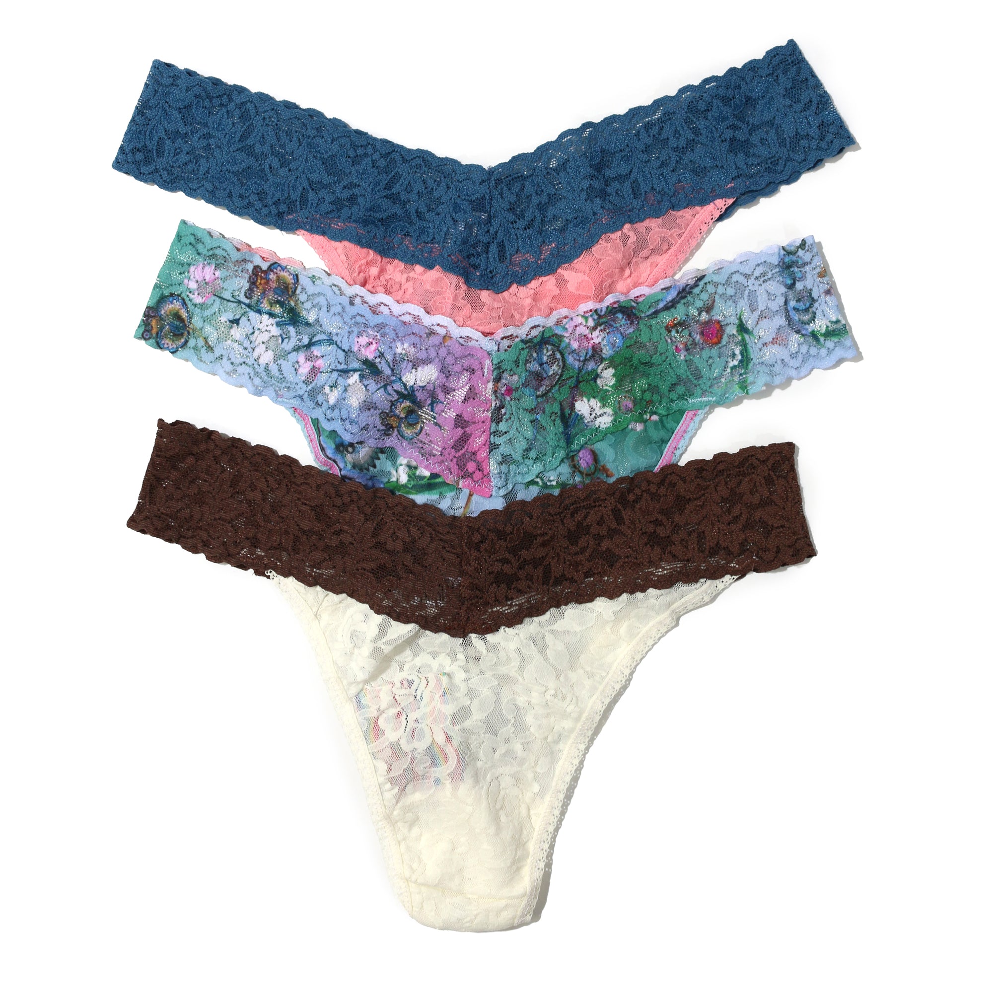 3 Pack Signature Lace Original Rise Thong | Plsc/Sweet Dreams/Maca