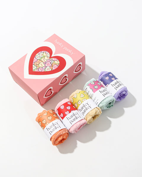 5-Pack Signature Lace Original Rise Thongs | Bliss Pink, Vanilla, Marshmallow, Tulum, Violet Haze (Candy Heart Box)