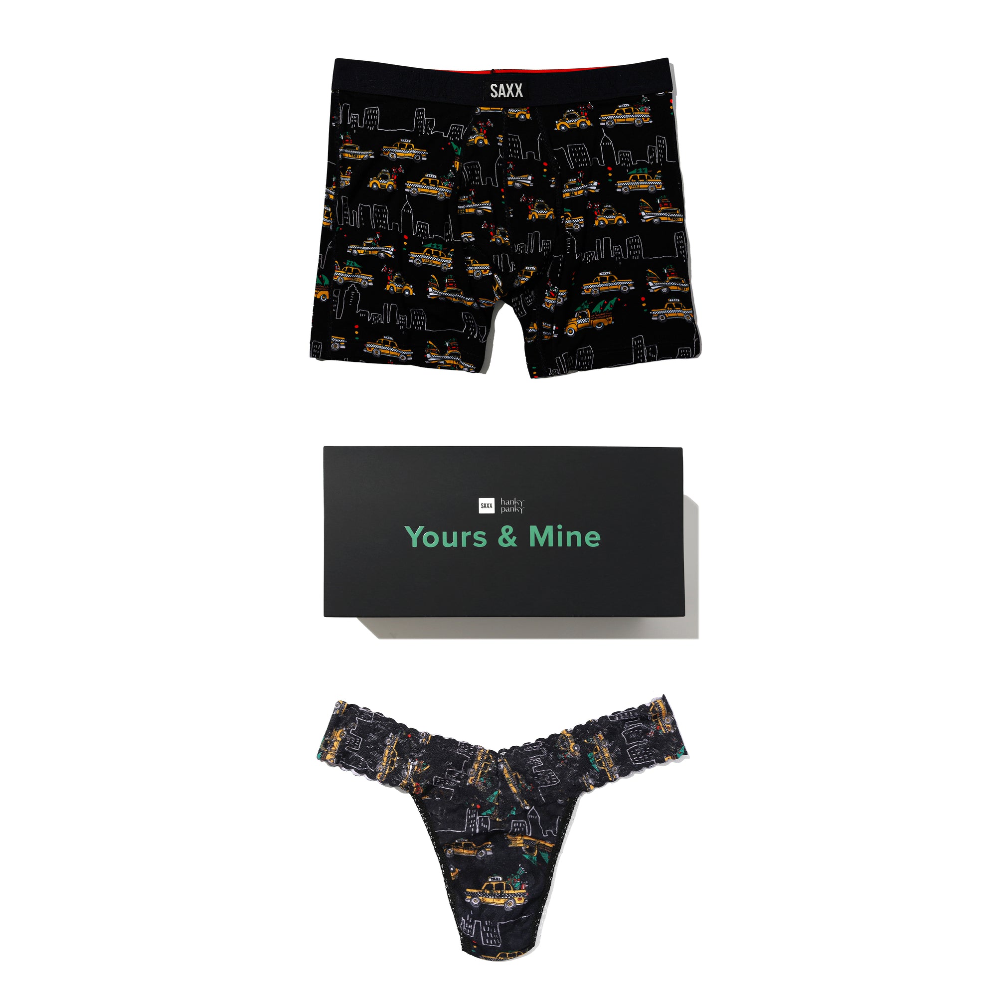 Signature Lace Original Rise Thong & Saxx Boxer Brief | Hail The Holidays | Black
