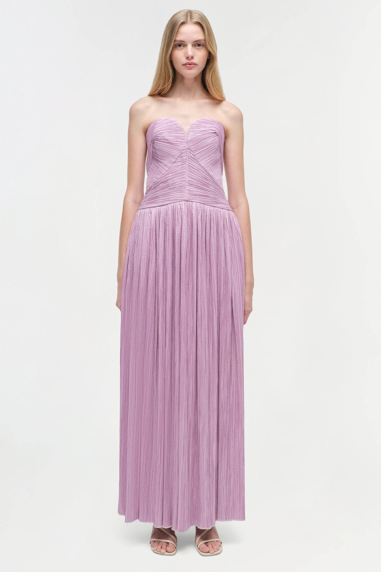 Womens | Aubriella Plisse Strapless Gown | Orchid