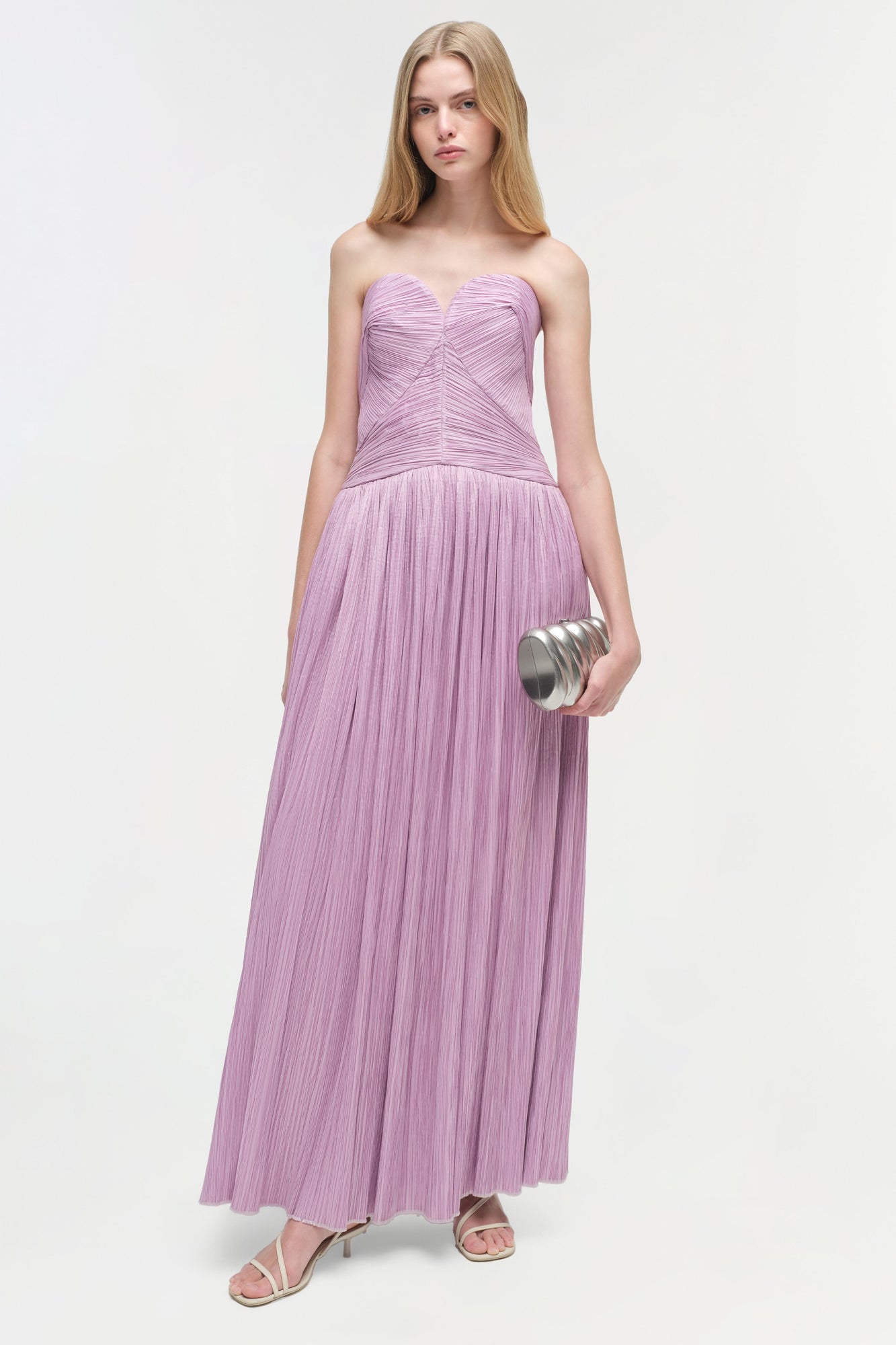 Womens | Aubriella Plisse Strapless Gown | Orchid
