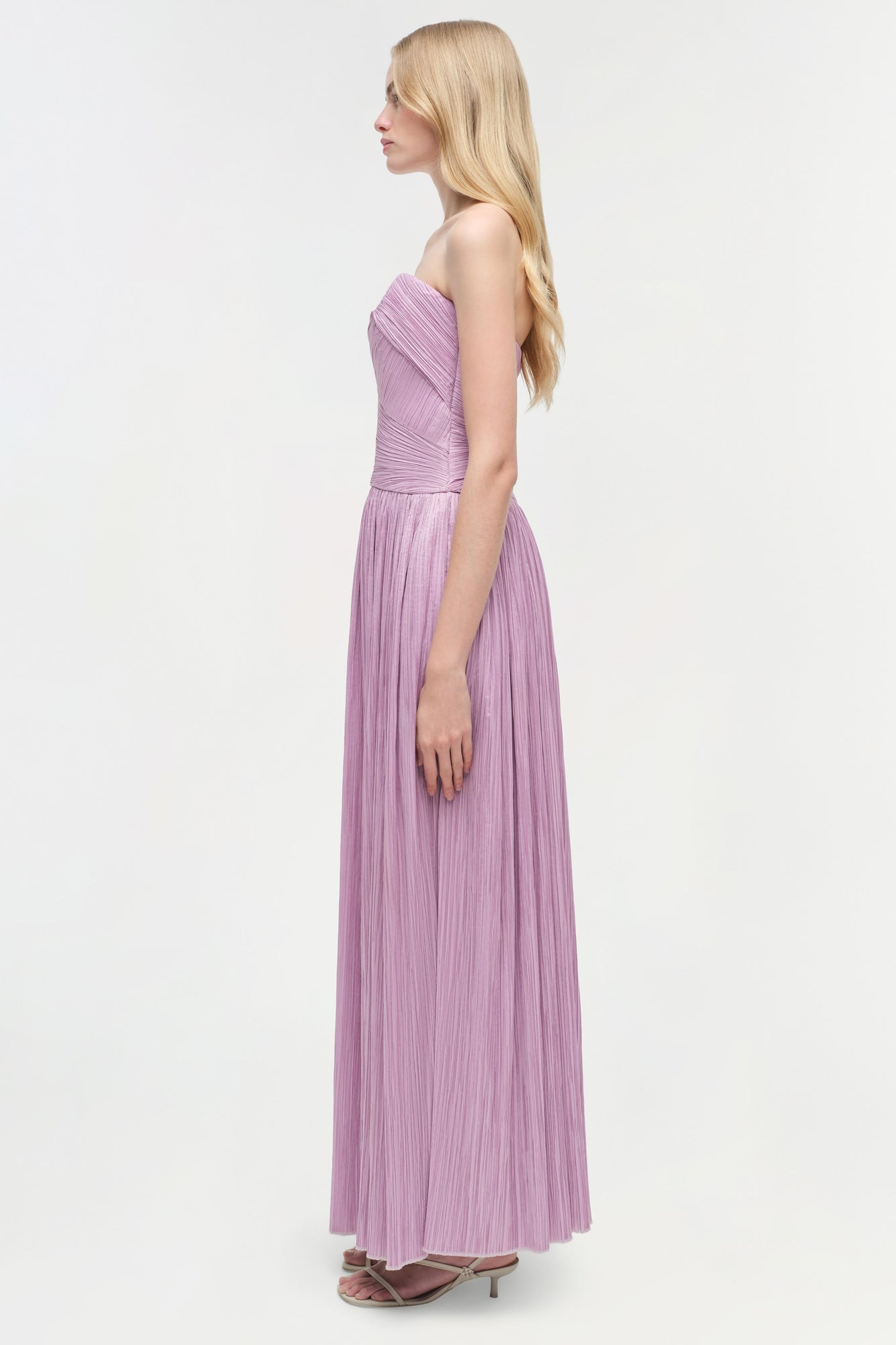 Womens | Aubriella Plisse Strapless Gown | Orchid