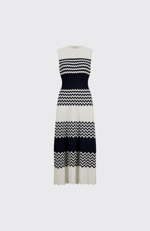 Chevron Pointelle Knit Dress | Ivory Multi