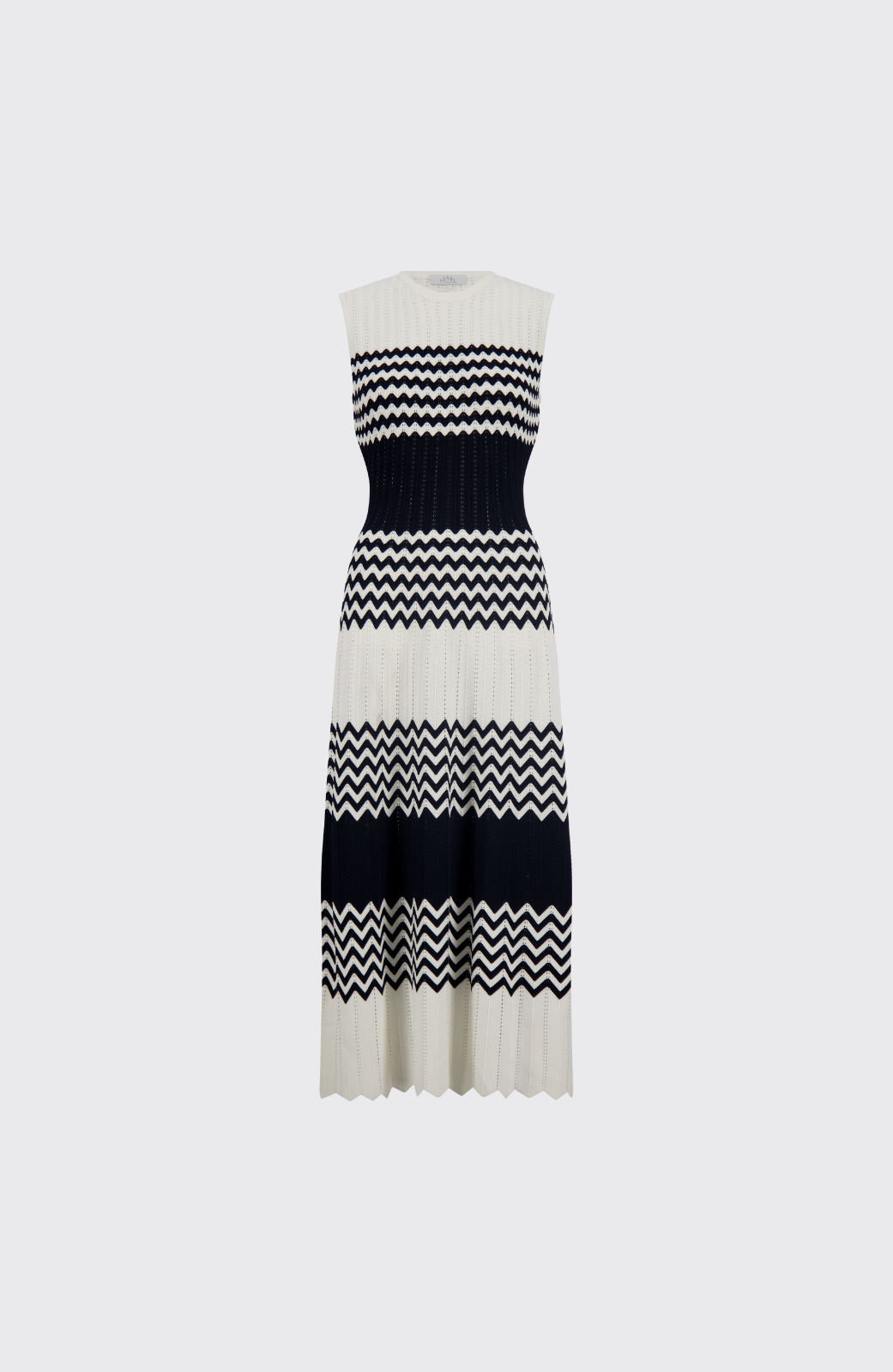 Chevron Pointelle Knit Dress | Ivory Multi
