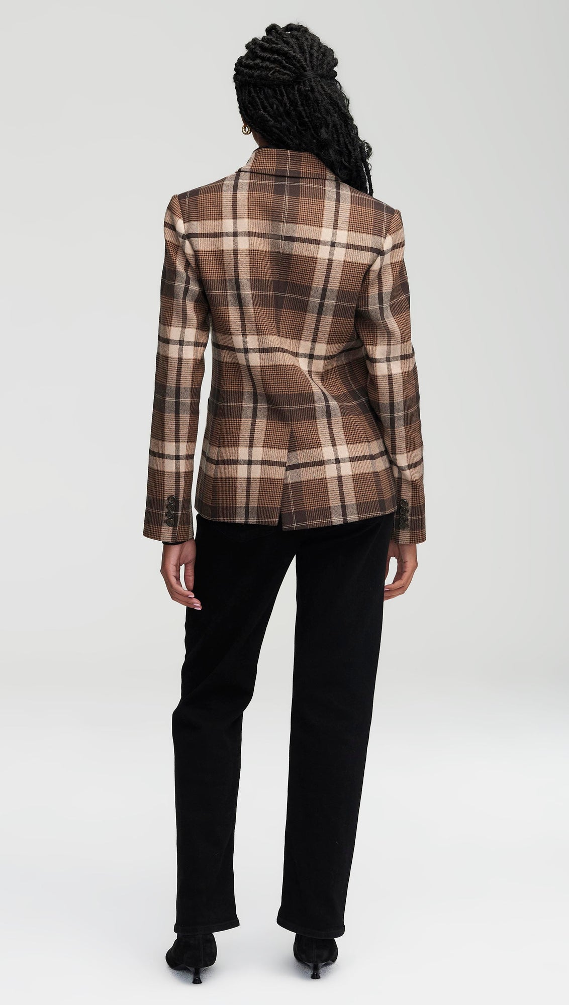 Patch Pocket Blazer in Wool Plaid | Brown Plaid