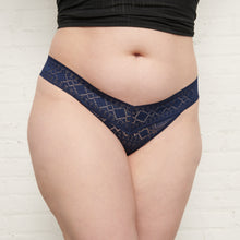 Plus Size Gem Lace Original Rise Thong | Hummingbird Blue