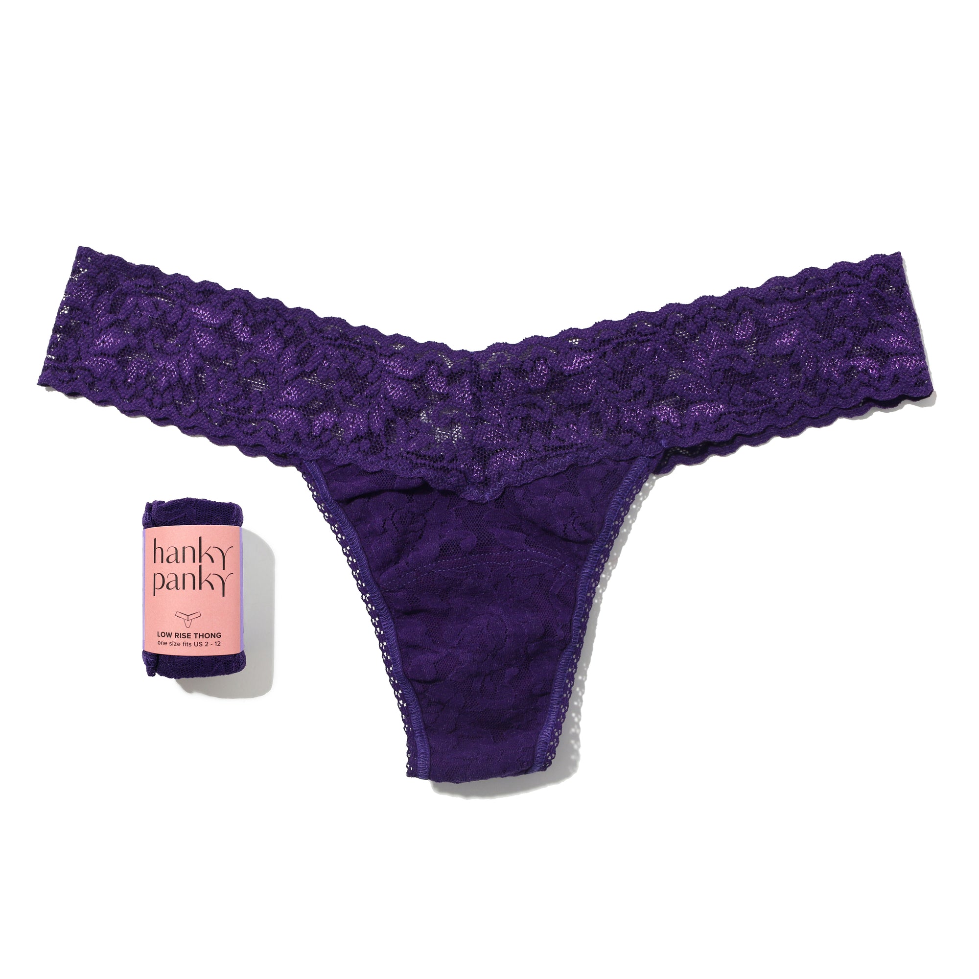 Signature Lace Low Rise Thong | Snow Day (Purple)