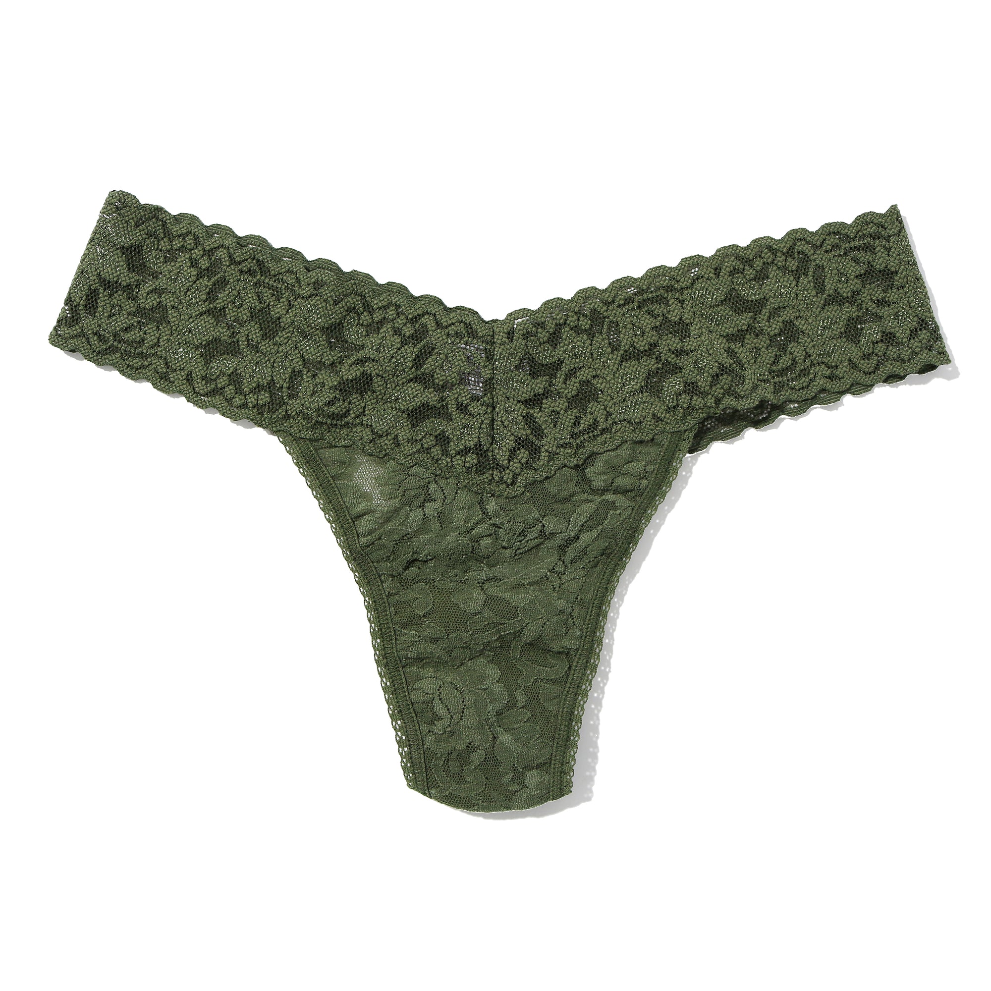 Signature Lace Low Rise Thong | Herb Green