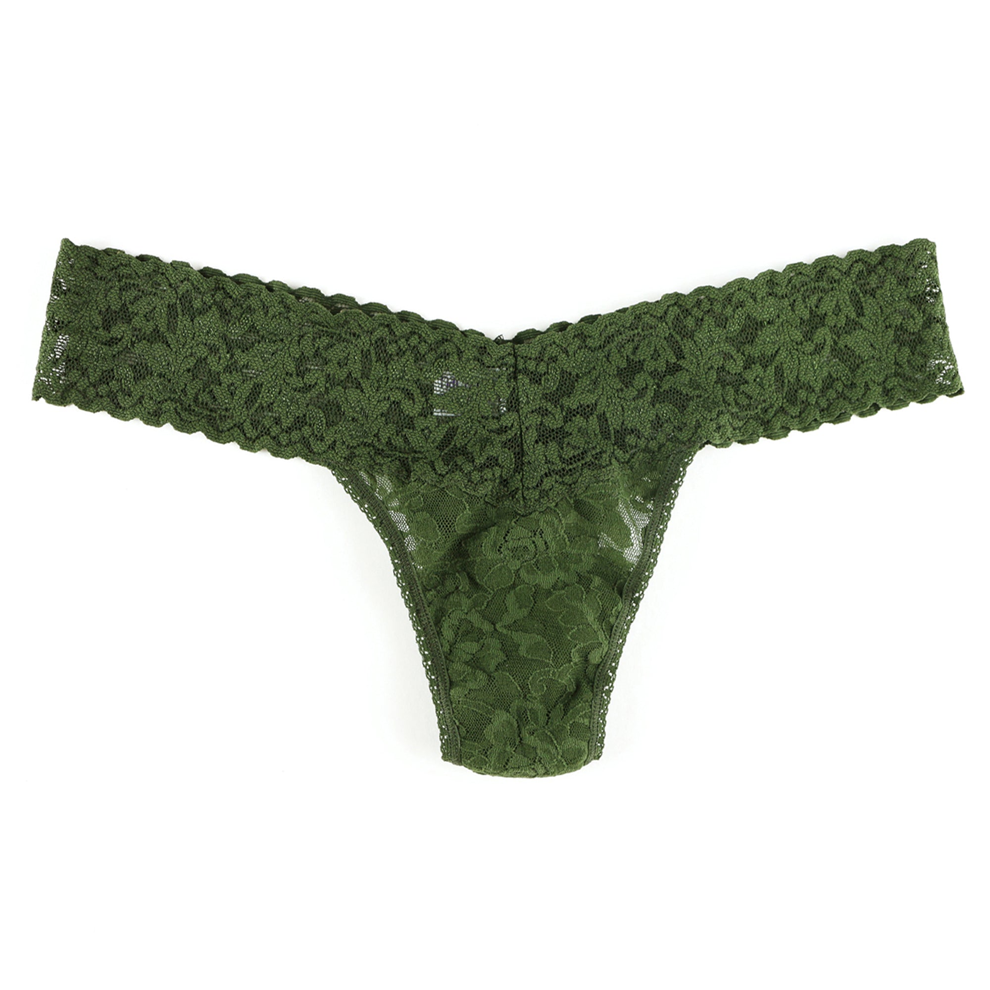Petite Signature Lace Low Rise Thong | Woodland Green