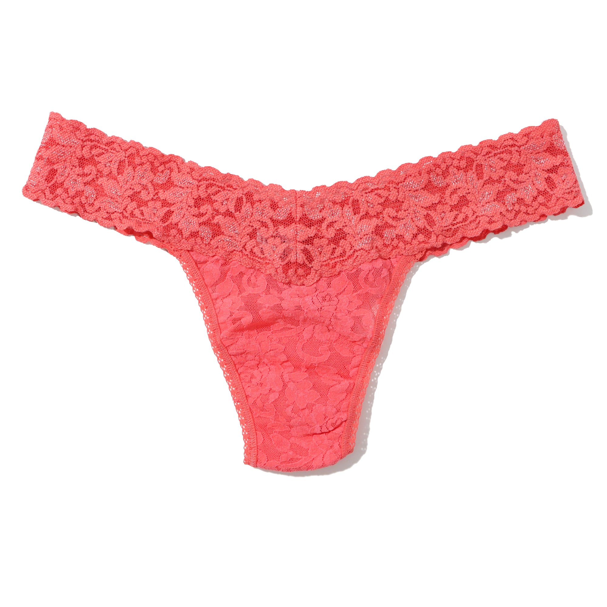 Signature Lace Low Rise Thong | Courageous Coral