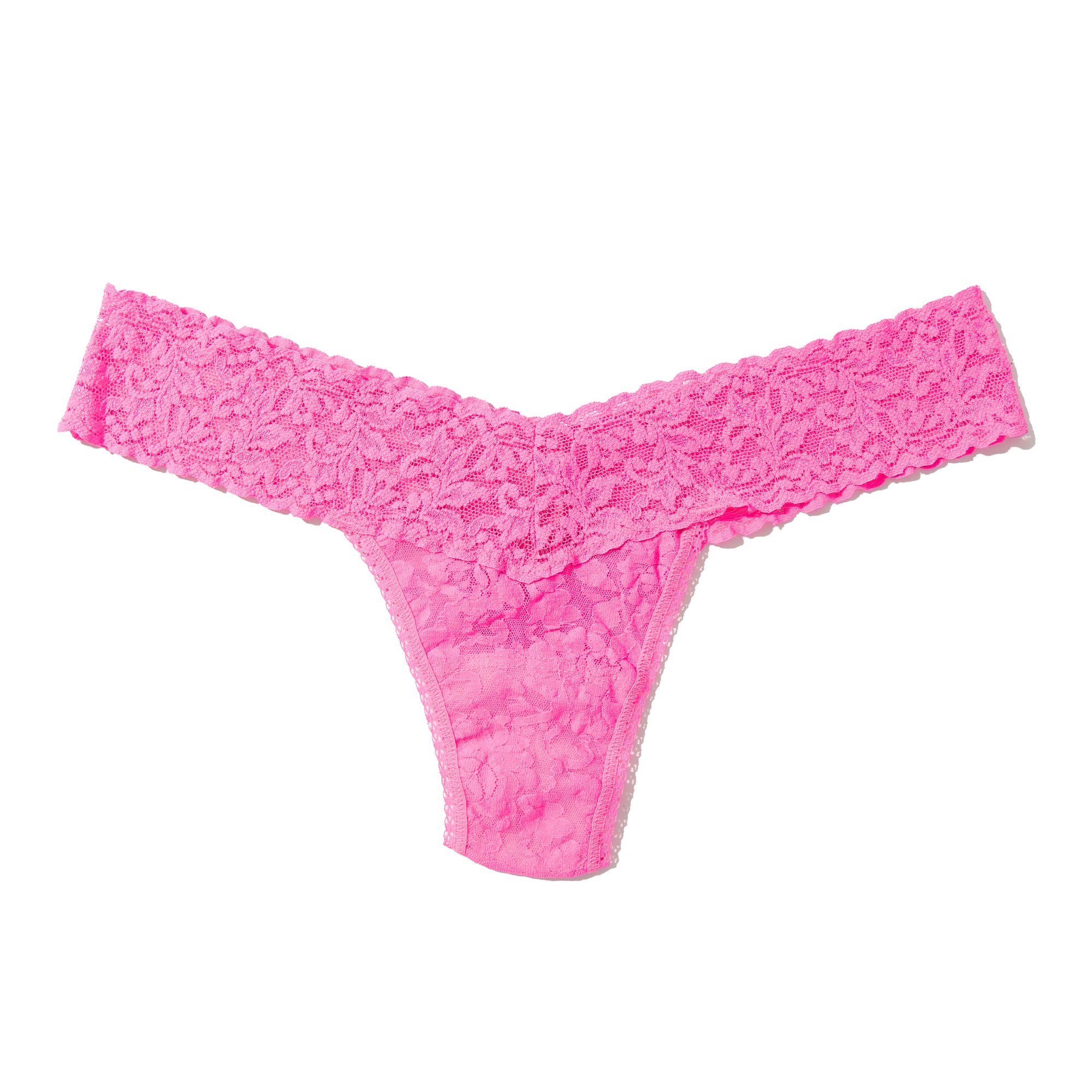 Signature Lace Low Rise Thong | Fiesta Pink