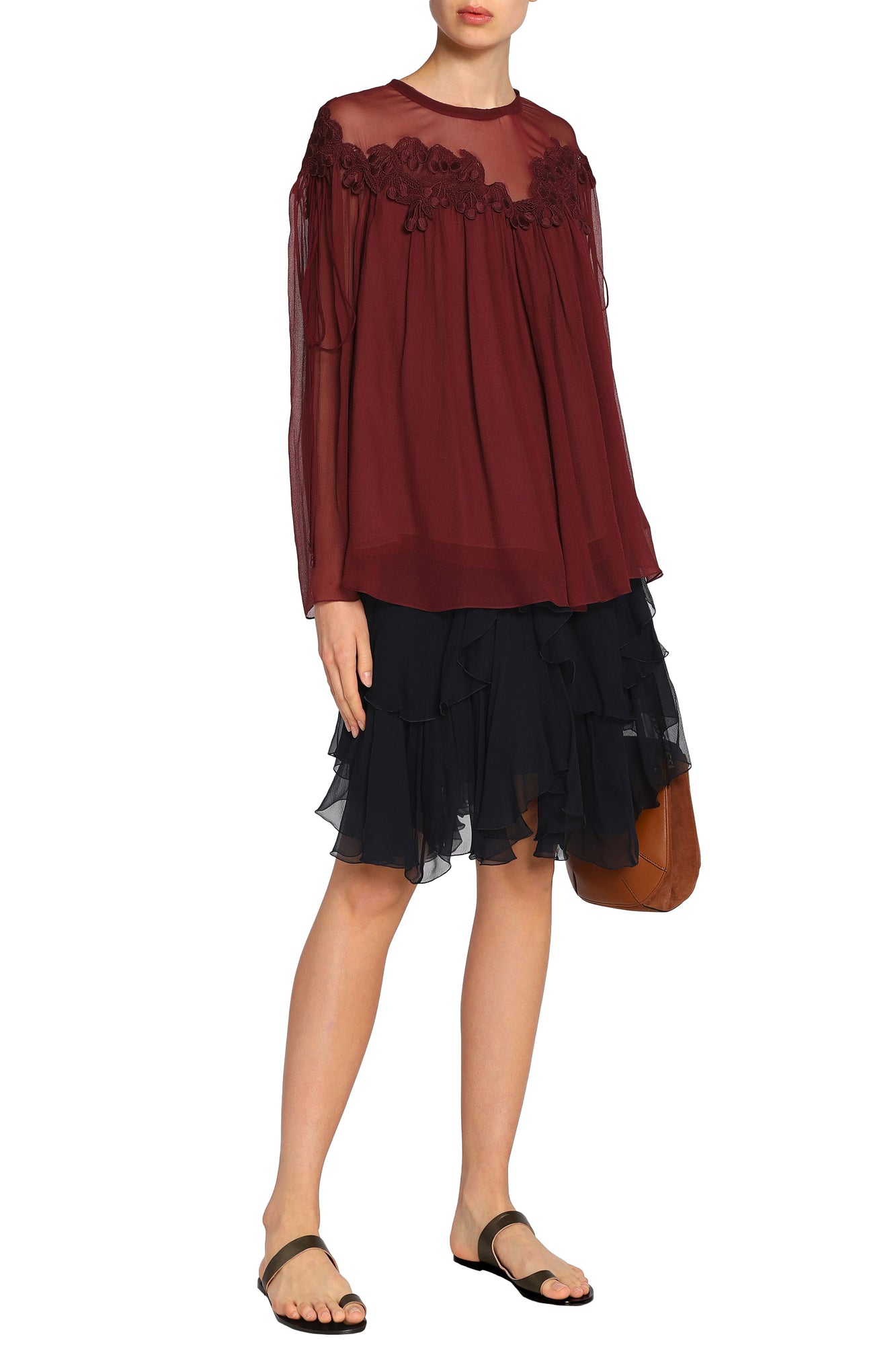Women | Chloé | Long Sleeved Top | Burgundy