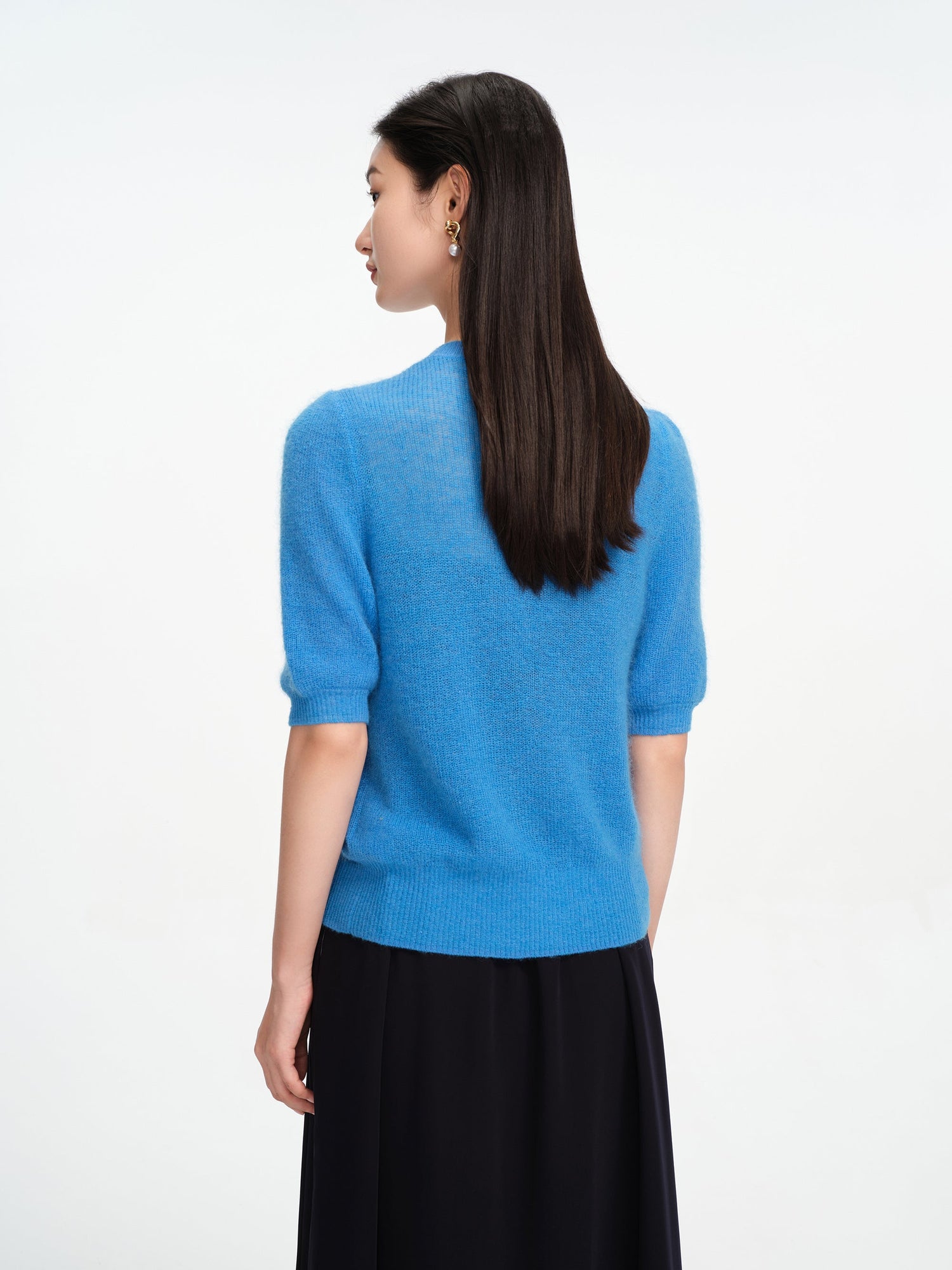 Short-Seleves Knit Cardigan | Blue