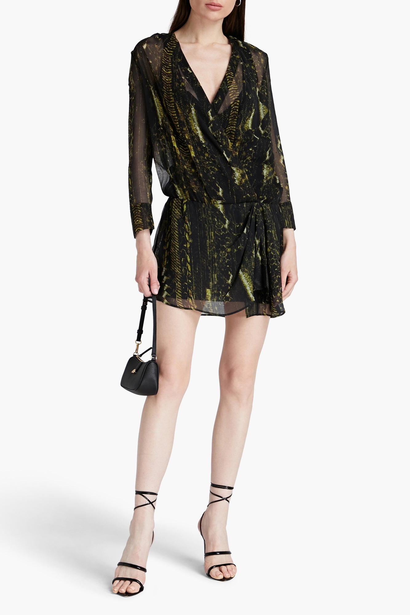 Women | Iro | Mini Dress | Black / Chartreuse