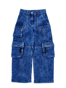 Girls | Indigo Cargo Jeans | Indigo Denim